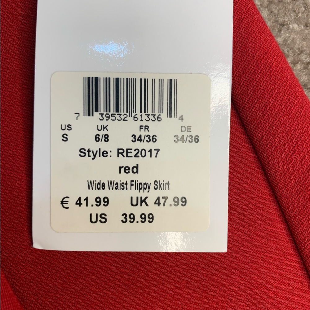 NWT Rekucci SzSm red A Line wide waist band rayon blend skirt - Picture 3 of 11